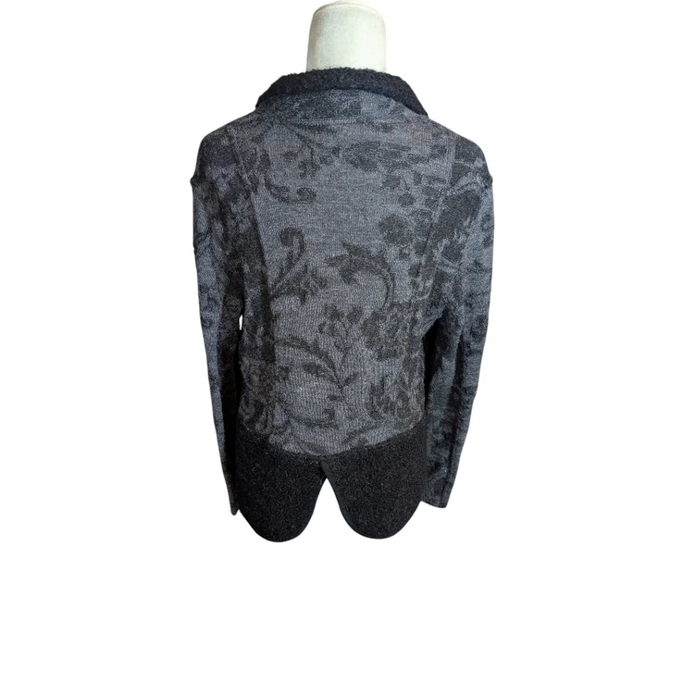 Peruvian 100% Alpaca Textured Old Money Gray/Black Textured Cardigan Blazer Sz L